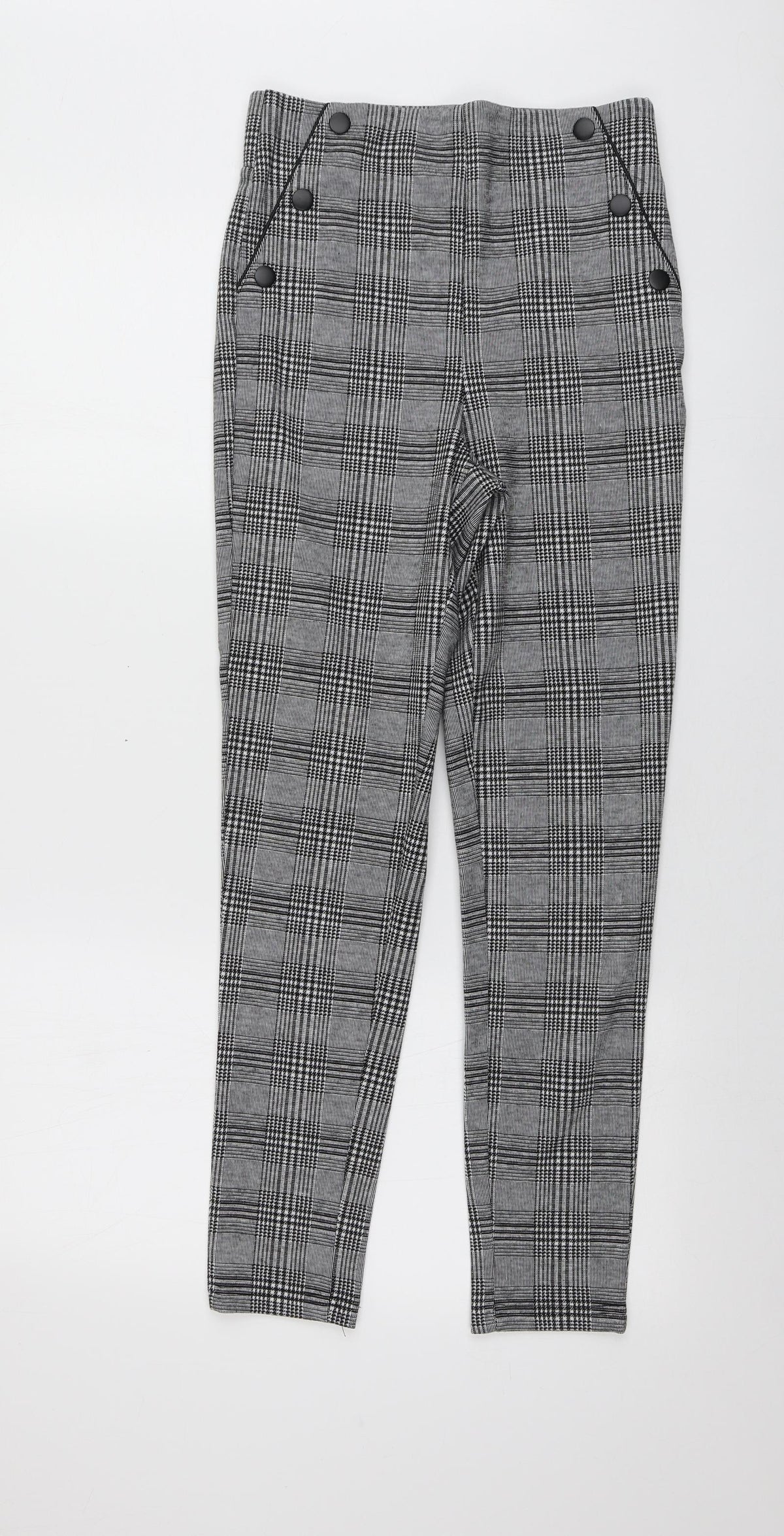 Stardivarius Womens Grey Plaid Polyester Trousers  Size M L27 in Regular