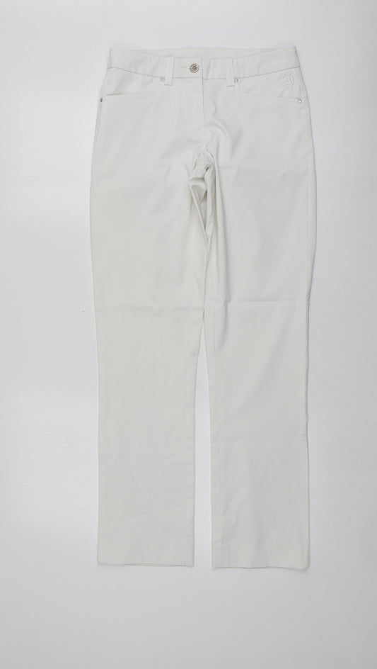 Abacus Womens White  Polyester Trousers  Size 4 L31 in Regular