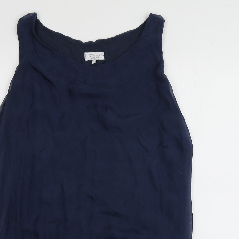 H Trend Womens Blue  Viscose Basic T-Shirt Size M Round Neck