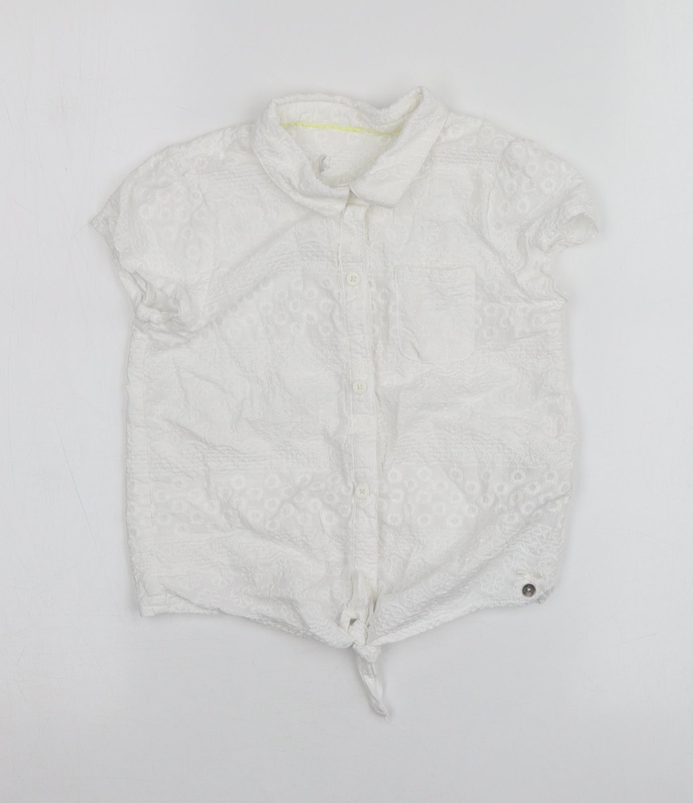 Debenhams Girls White  Cotton Basic Button-Up Size 9 Years Collared