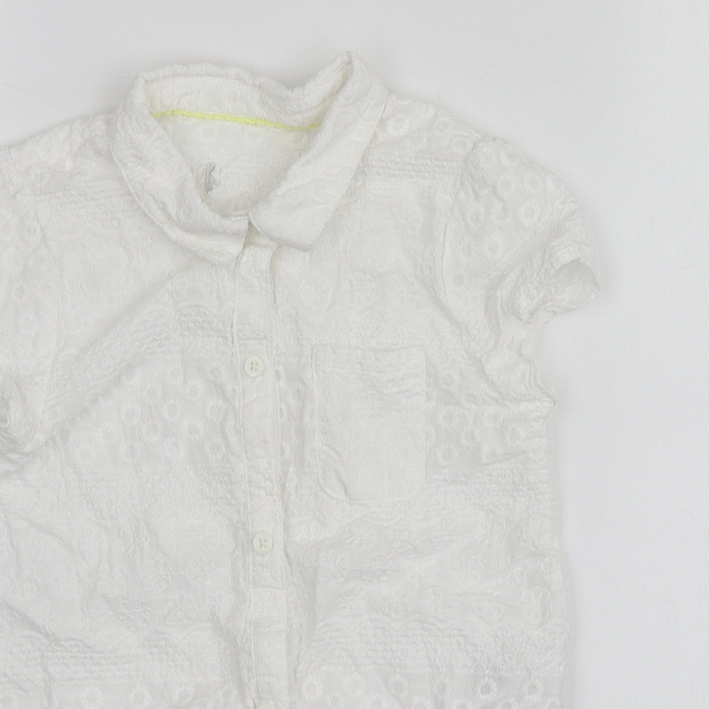 Debenhams Girls White  Cotton Basic Button-Up Size 9 Years Collared