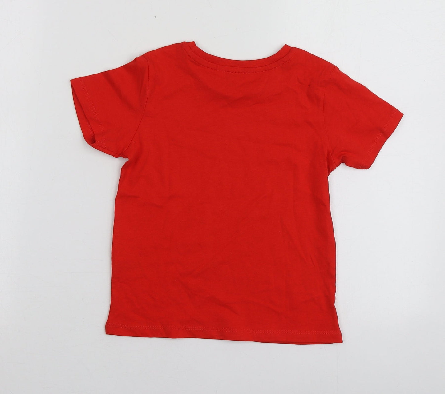 Pepco Boys Red Geometric Cotton Basic T-Shirt Size 3-4 Years Round Neck