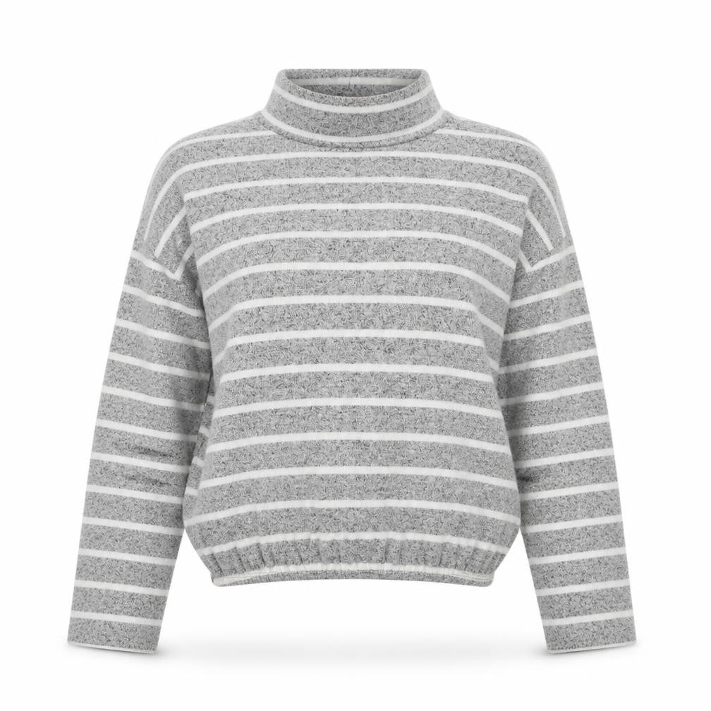 Caution to the Wind Womens Grey High Neck Striped Rayon Pullover Jumper Size S