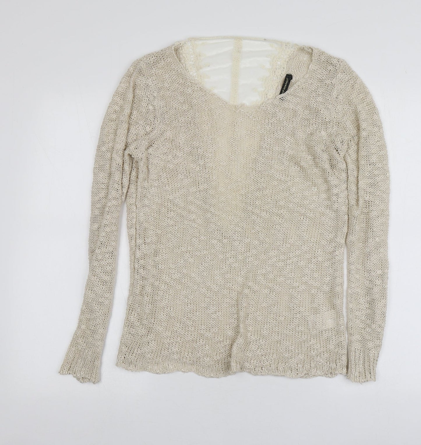 QED London Womens Ivory Round Neck  Acrylic Pullover Jumper Size L