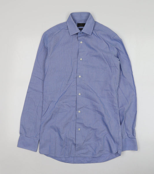 NEXT Mens Blue Striped Cotton  Button-Up Size S Collared