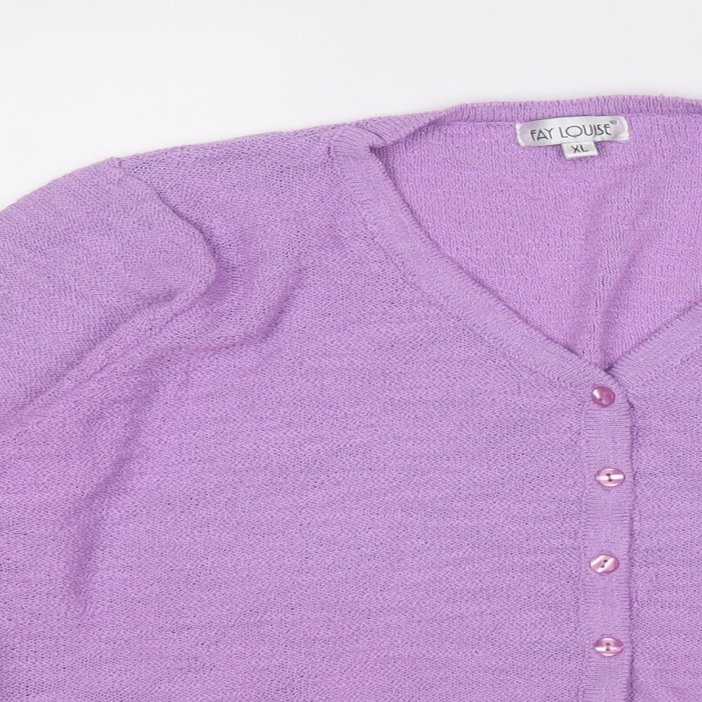 FAY LOUISE  Womens Purple V-Neck  Acrylic Pullover Jumper Size XL