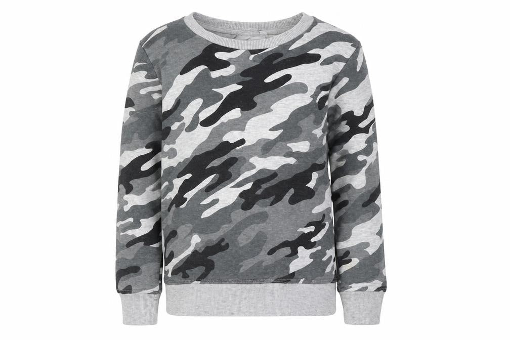 Pep & Co Boys Grey Camouflage Cotton Pullover Sweatshirt Size 5-6 Years