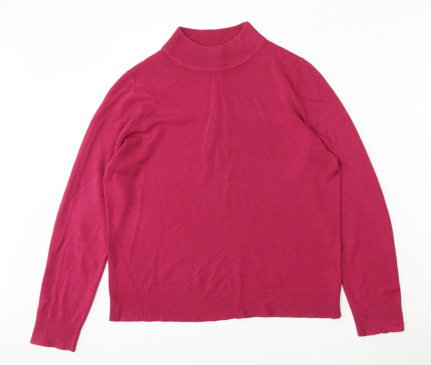 Marks and Spencer Womens Purple Mock Neck  Acrylic Pullover Jumper Size 14