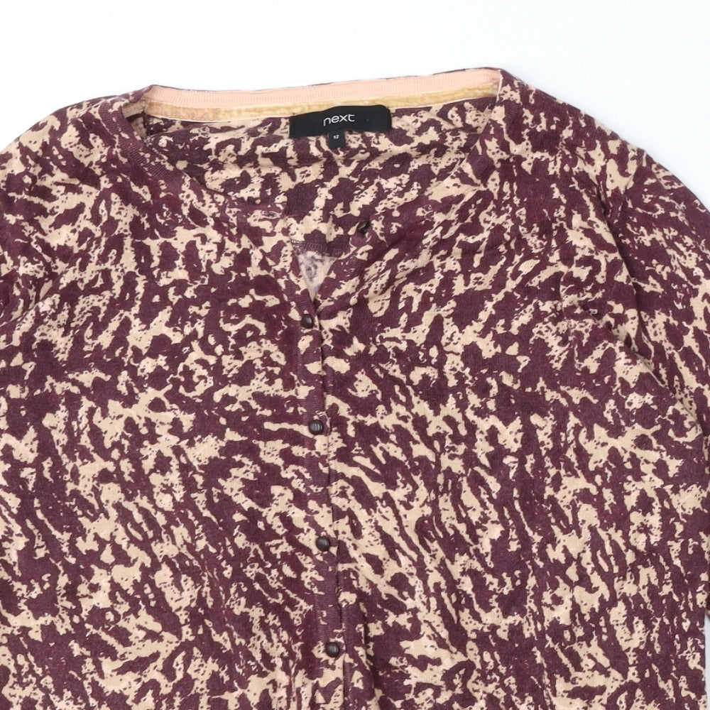 NEXT Womens Purple Round Neck  Cotton Cardigan Jumper Size 12
