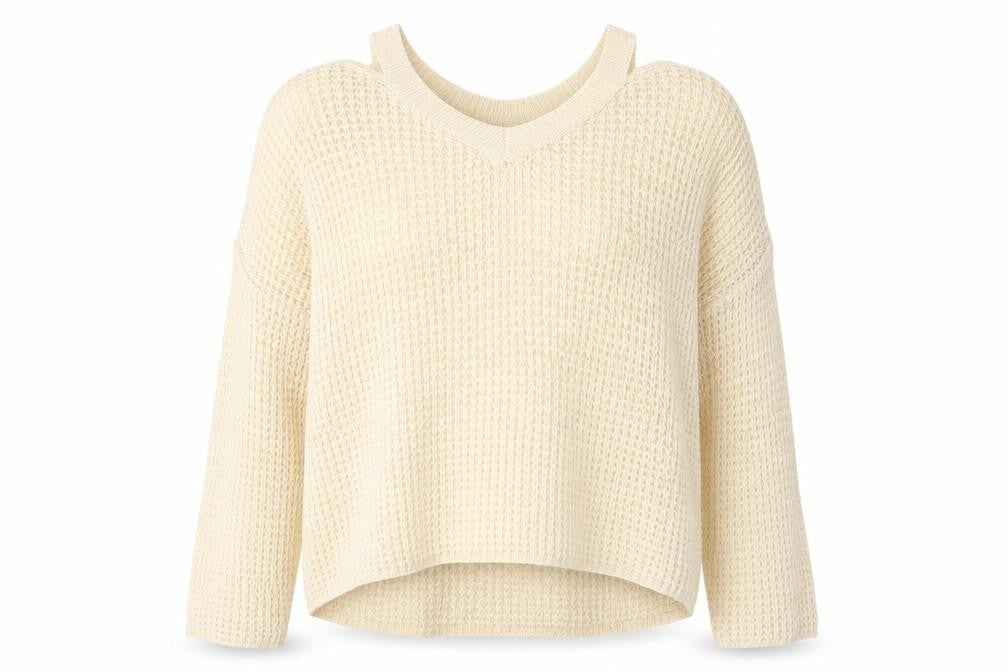 SheIn Womens Beige Round Neck  Acrylic Pullover Jumper Size M