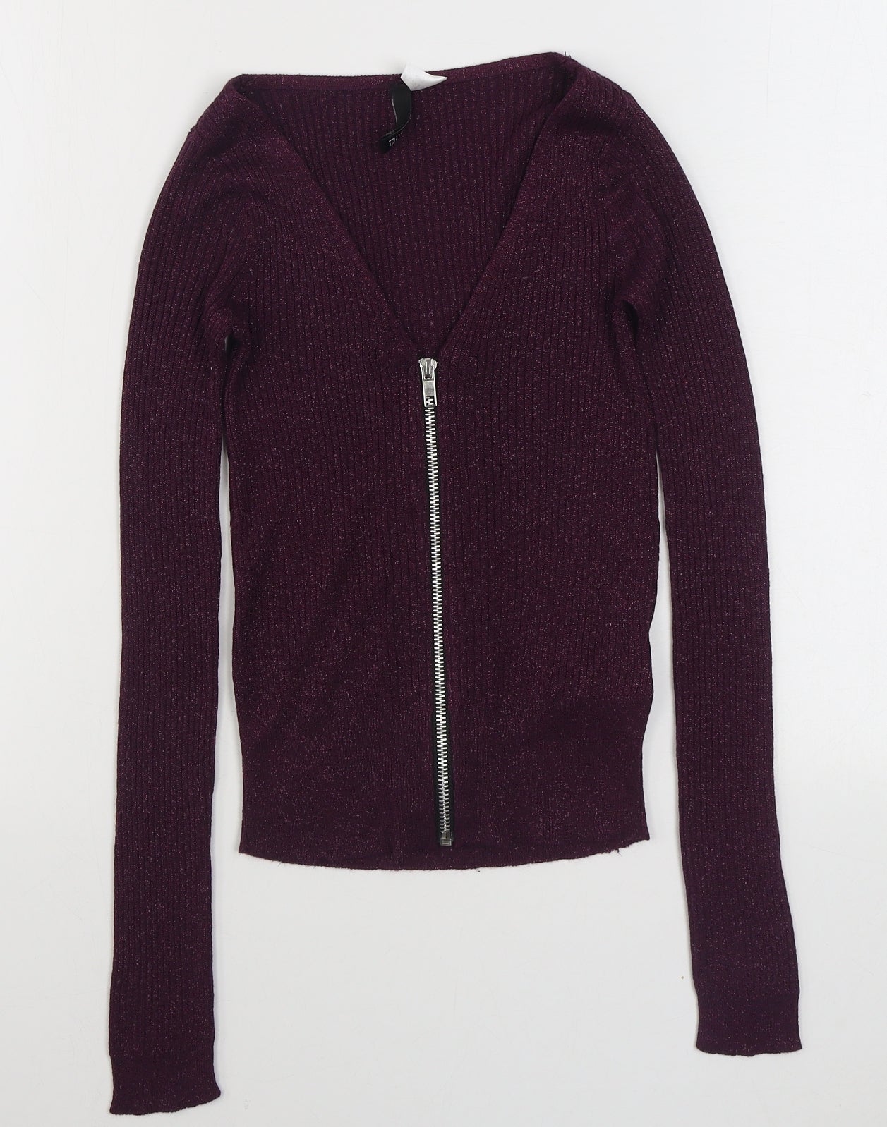 H&M Womens Purple V-Neck  Viscose Pullover Jumper Size XS