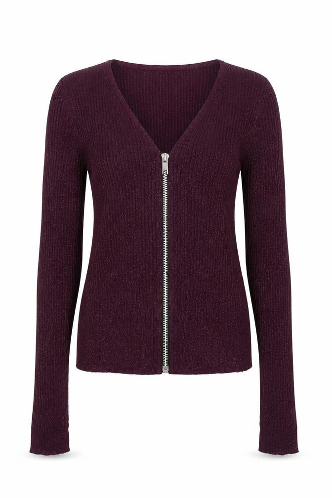 H&M Womens Purple V-Neck  Viscose Pullover Jumper Size XS