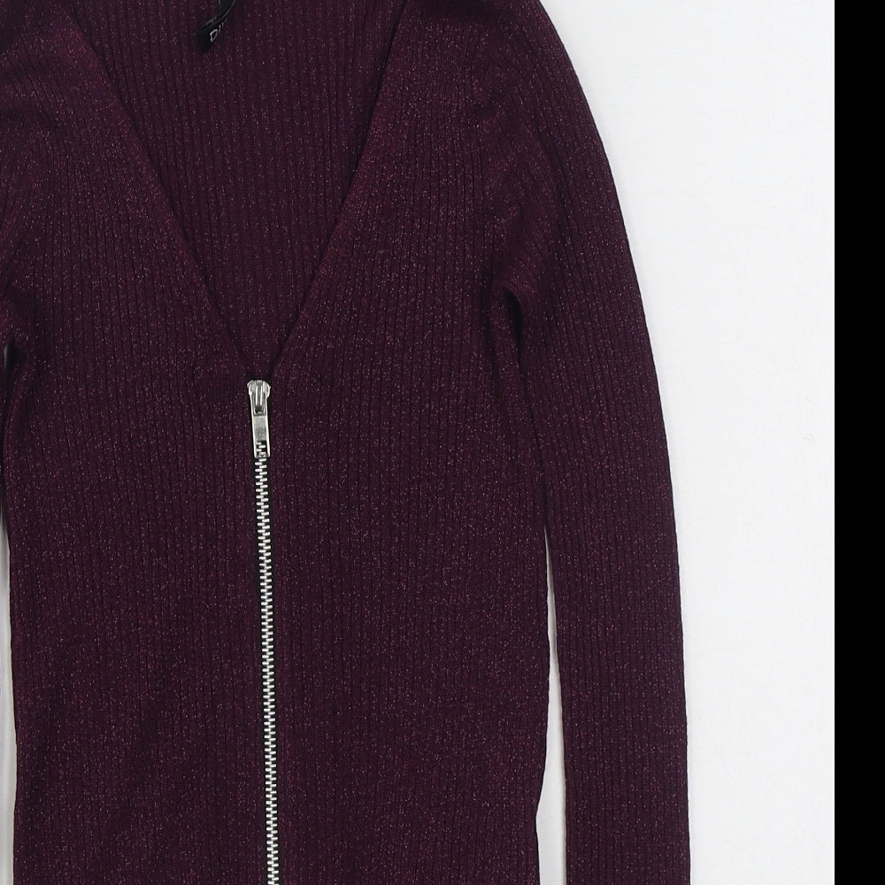 H&M Womens Purple V-Neck  Viscose Pullover Jumper Size XS