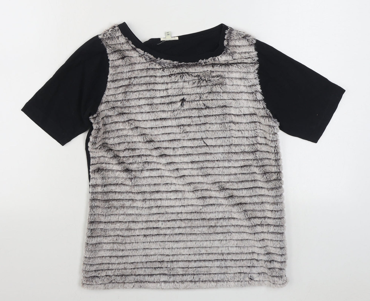 River Island Womens Black  Polyester Basic T-Shirt Size 8 Round Neck