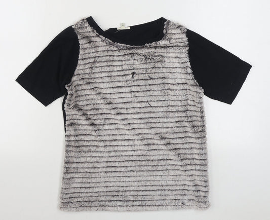 River Island Womens Black  Polyester Basic T-Shirt Size 8 Round Neck