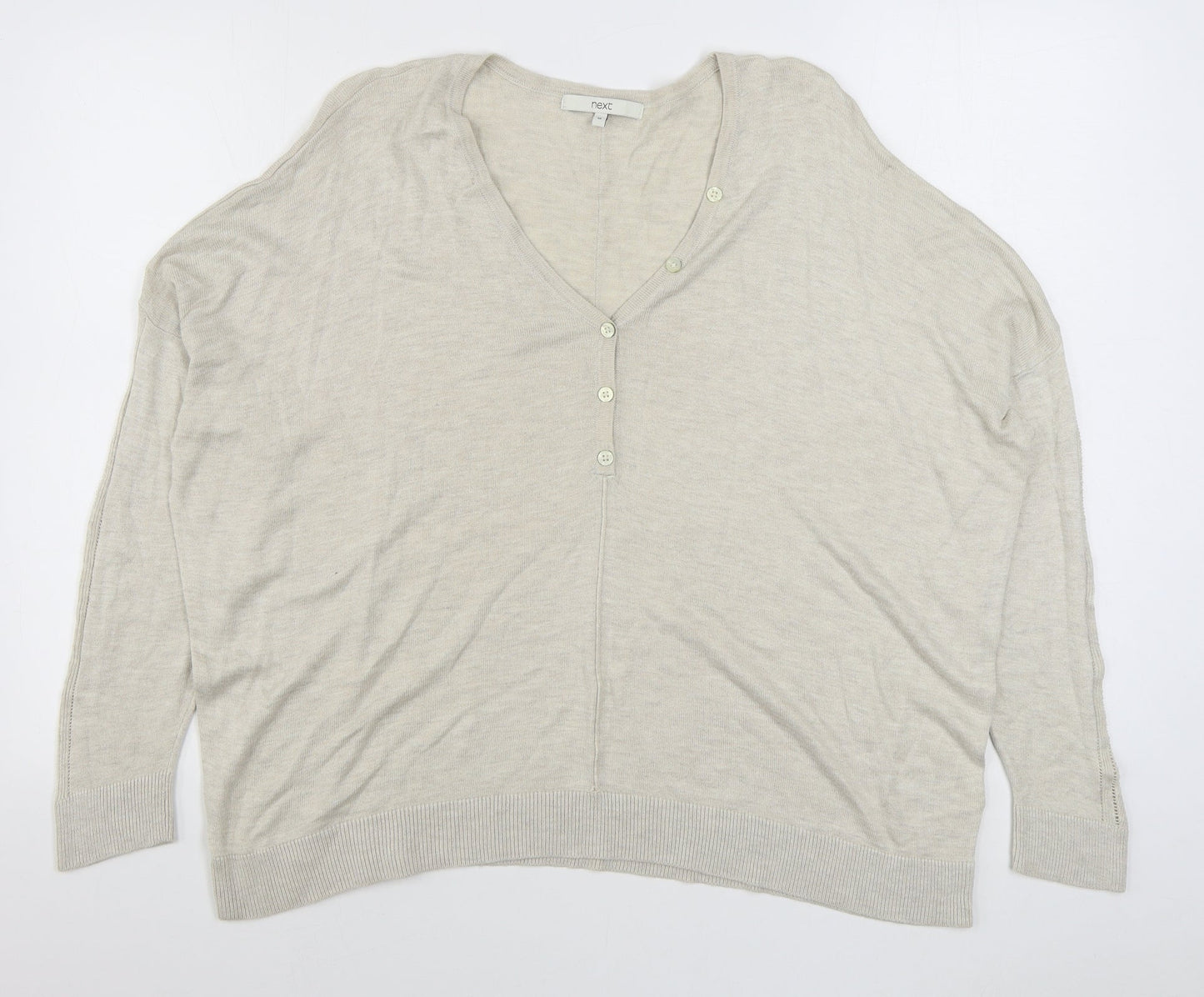 NEXT Womens Beige V-Neck  Viscose Cardigan Jumper Size M