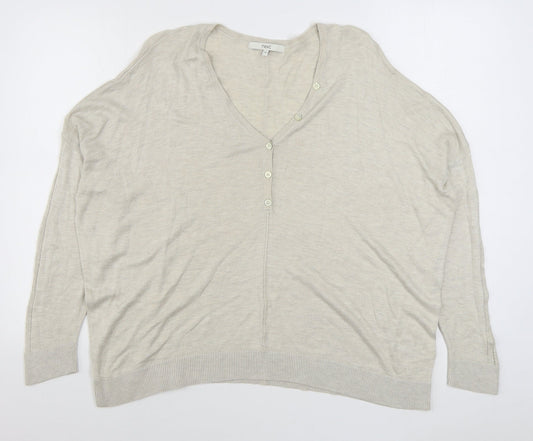 NEXT Womens Beige V-Neck  Viscose Cardigan Jumper Size M