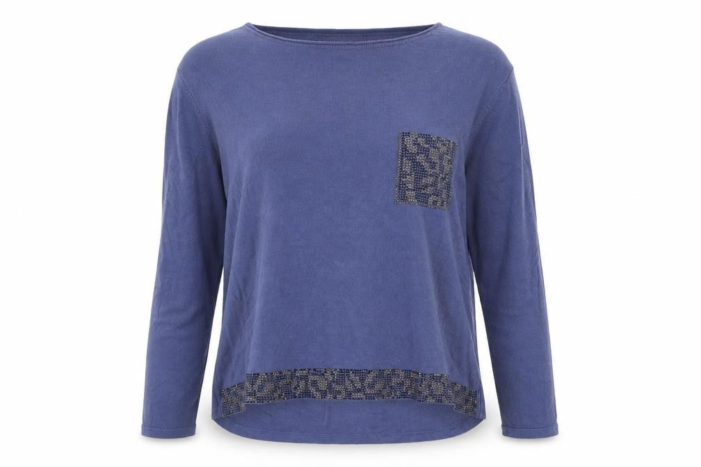 Miss Lady Womens Blue Boat Neck  Viscose Pullover Jumper Size M