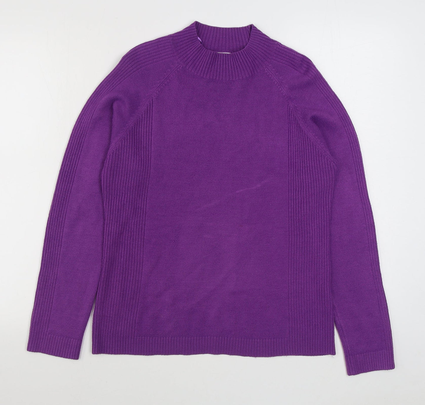 Text Womens Purple Round Neck  Acrylic Pullover Jumper Size M