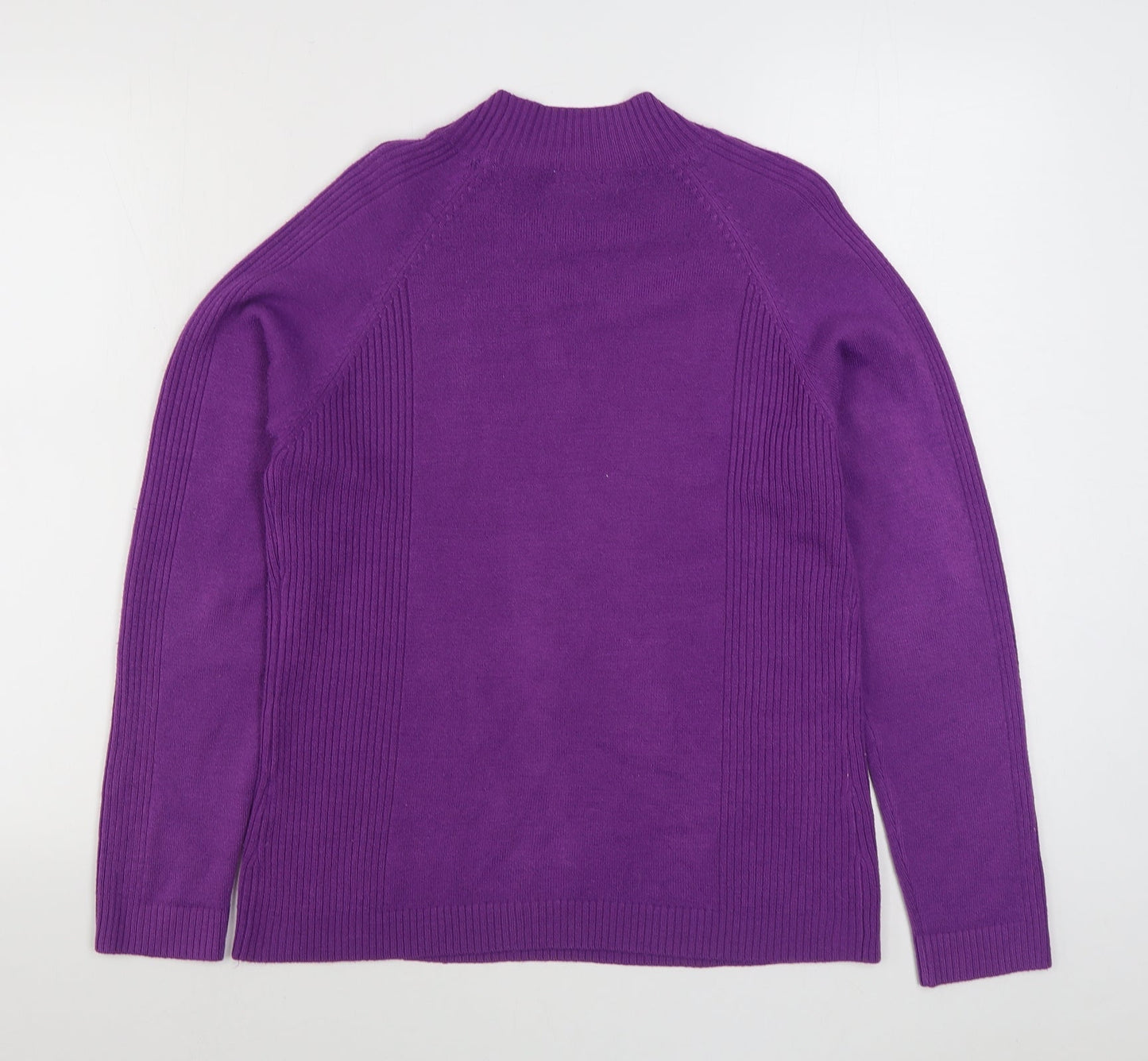 Text Womens Purple Round Neck  Acrylic Pullover Jumper Size M