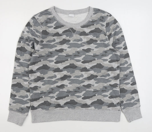 Amazon Essentials  Mens Grey Camouflage Cotton Pullover Sweatshirt Size M