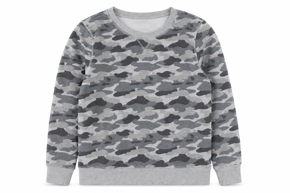 Amazon Essentials  Mens Grey Camouflage Cotton Pullover Sweatshirt Size M