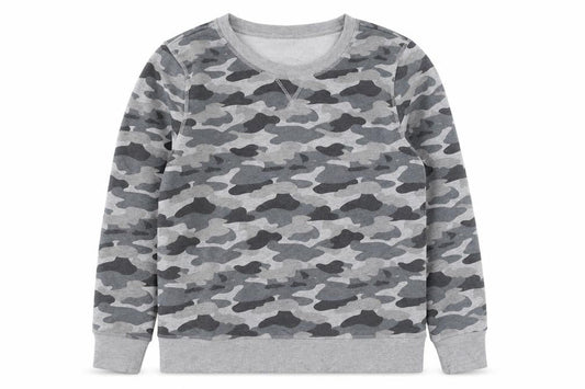 Amazon Essentials  Mens Grey Camouflage Cotton Pullover Sweatshirt Size M