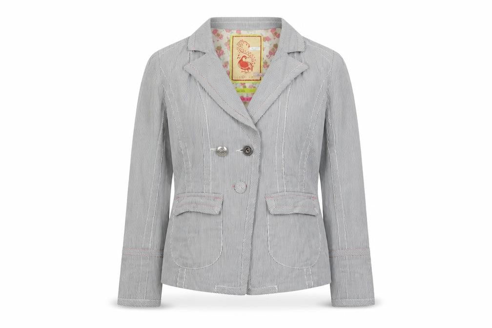 Rive Island Womens Blue Striped  Jacket Blazer Size 12  Button
