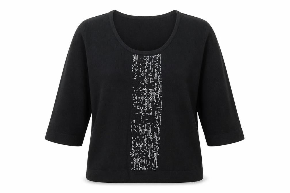 Bonmarché Womens Black Crew Neck Acrylic Pullover Jumper Size M