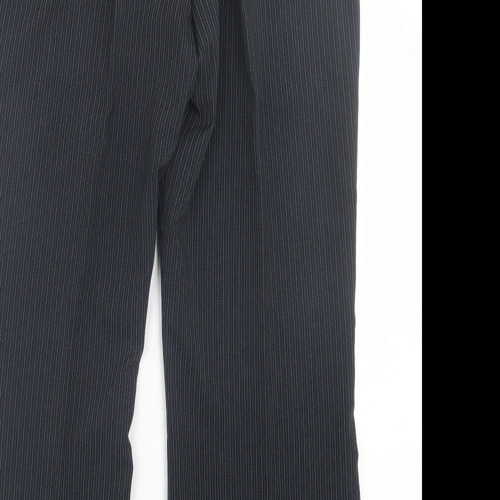 Florence + Fred Womens Black Striped Polyester Trousers  Size 16 L28 in Regular Hook & Eye