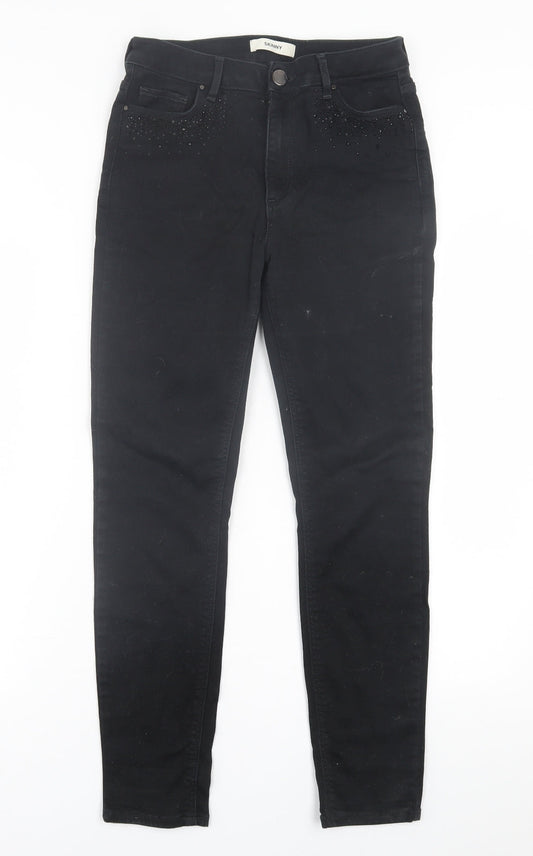 Marks and Spencer Womens Black  Cotton Skinny Jeans Size 10 L27 in Regular Button
