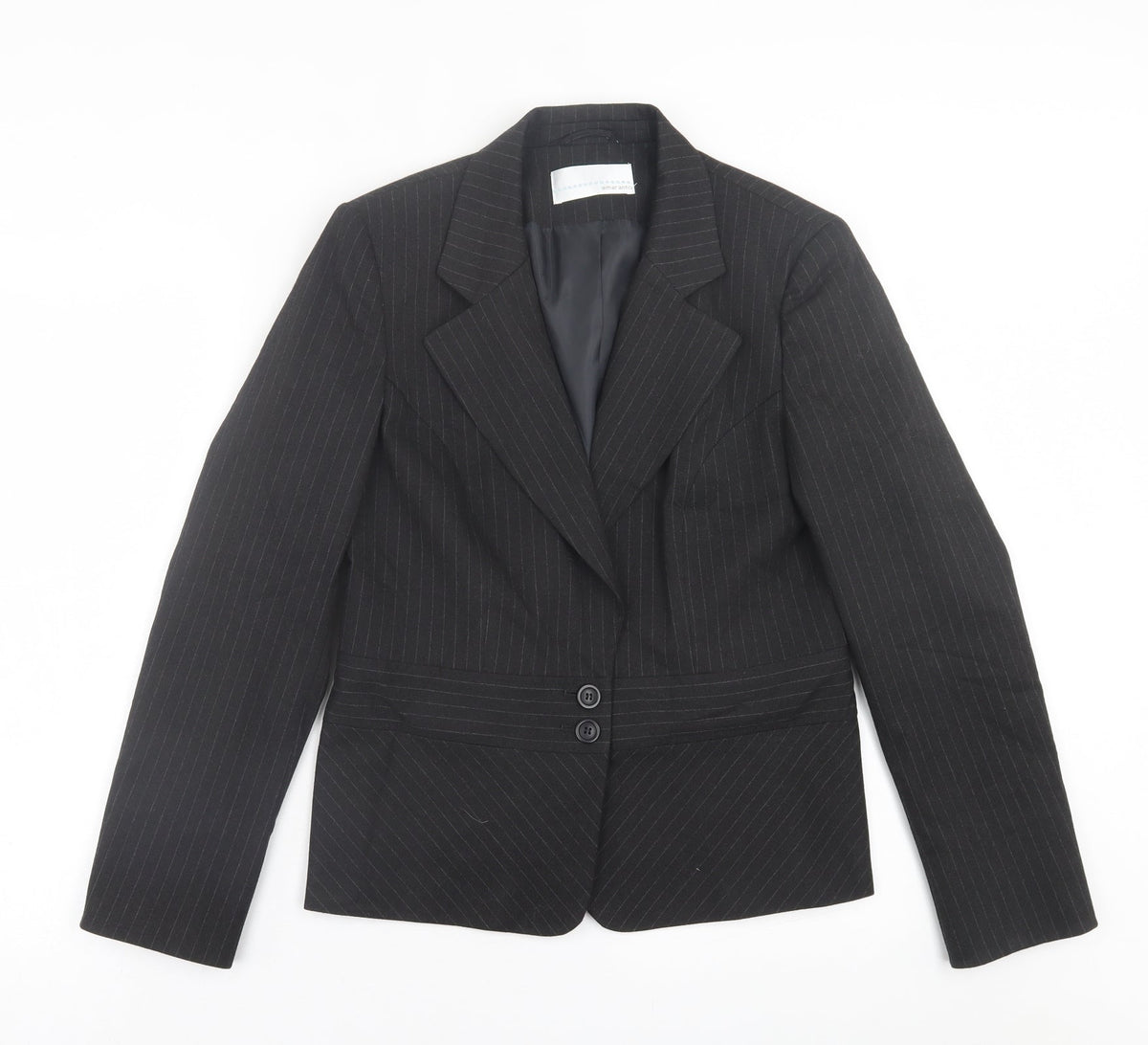 AMARANTO Womens Black Striped  Jacket Blazer Size 12  Button