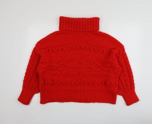 George Womens Orange Roll Neck  Acrylic Pullover Jumper Size L