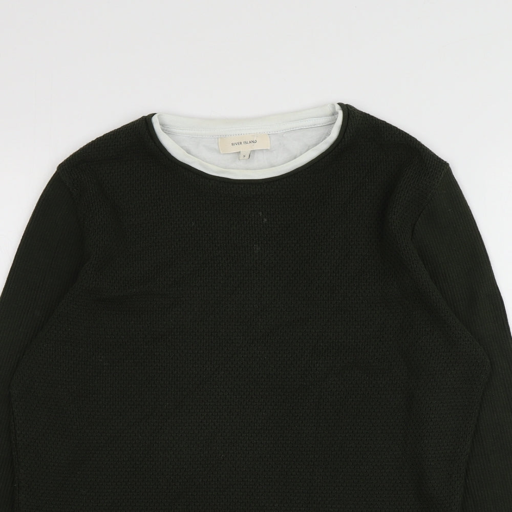 River Island Womens Green  Acrylic Basic T-Shirt Size S Round Neck