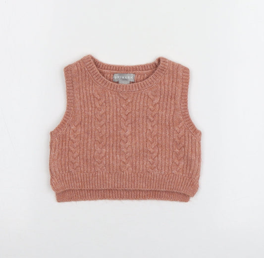 Primark Girls Pink  Polyester Vest Jumper Size 9-12 Months