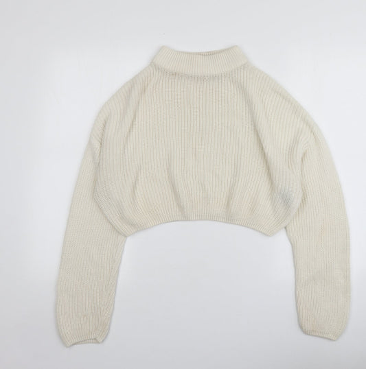 H&M Womens Ivory Round Neck  Acrylic Pullover Jumper Size M