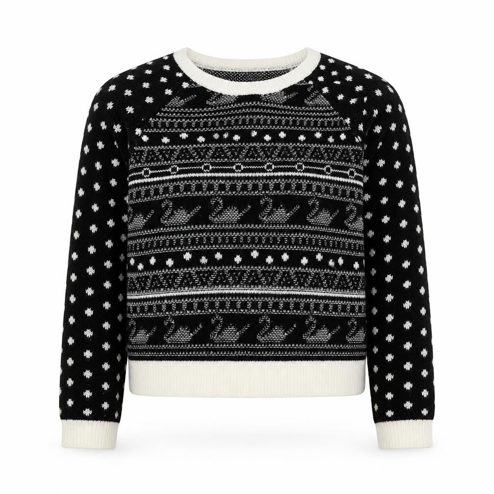 Cooperative Womens Black Round Neck Geometric Acrylic Pullover Jumper Size M