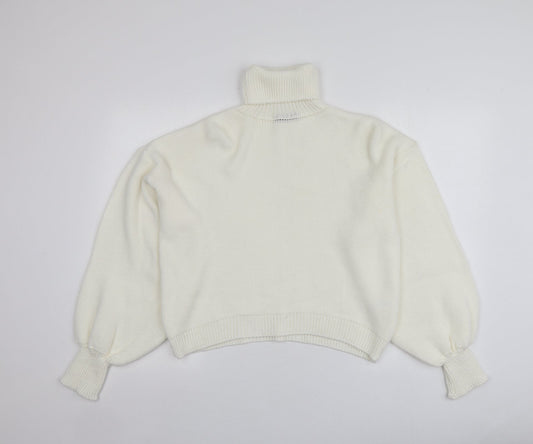 Saw It First Womens Ivory Roll Neck  Acrylic Pullover Jumper Size M