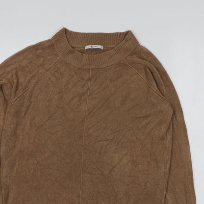 Preloved TU Womens Brown Round Neck  Acrylic Pullover Jumper Size 10 - Detail