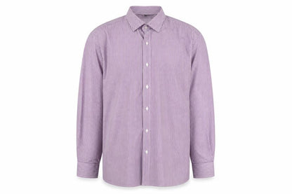 Eterna Mens Purple Striped Cotton  Button-Up Size XL Collared Button