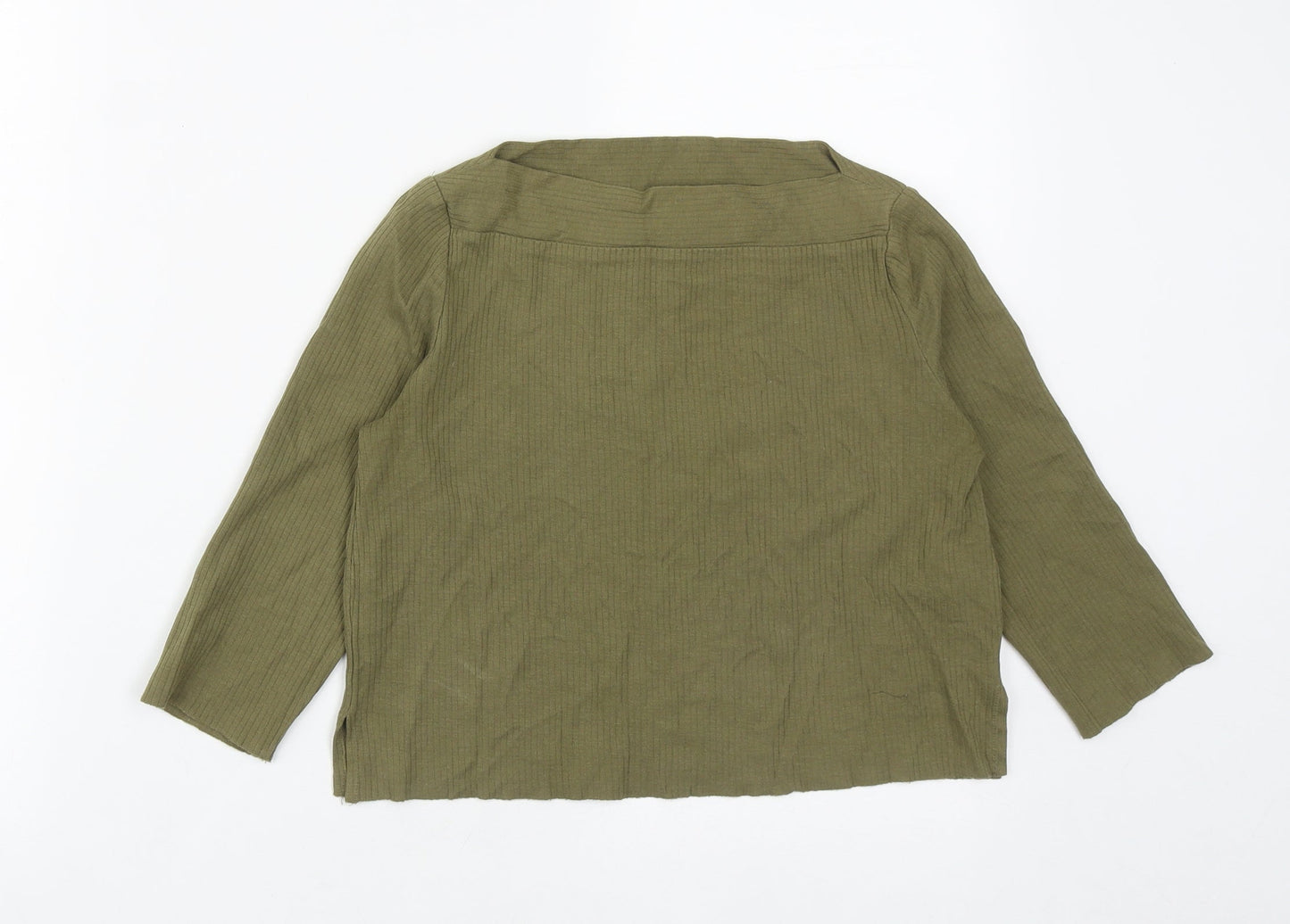 Zara Womens Green  Cotton Cropped T-Shirt Size S Square Neck