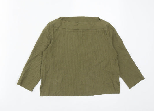 Zara Womens Green  Cotton Cropped T-Shirt Size S Square Neck