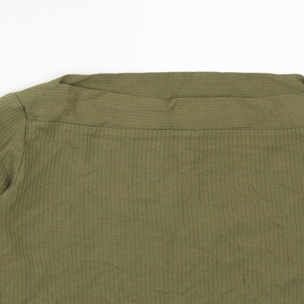 Zara Womens Green  Cotton Cropped T-Shirt Size S Square Neck