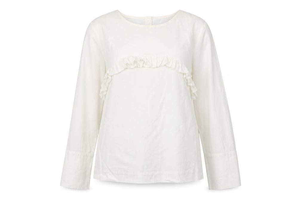 Carolyn Donnelly Womens White  Cotton Basic Blouse Size 12 Round Neck