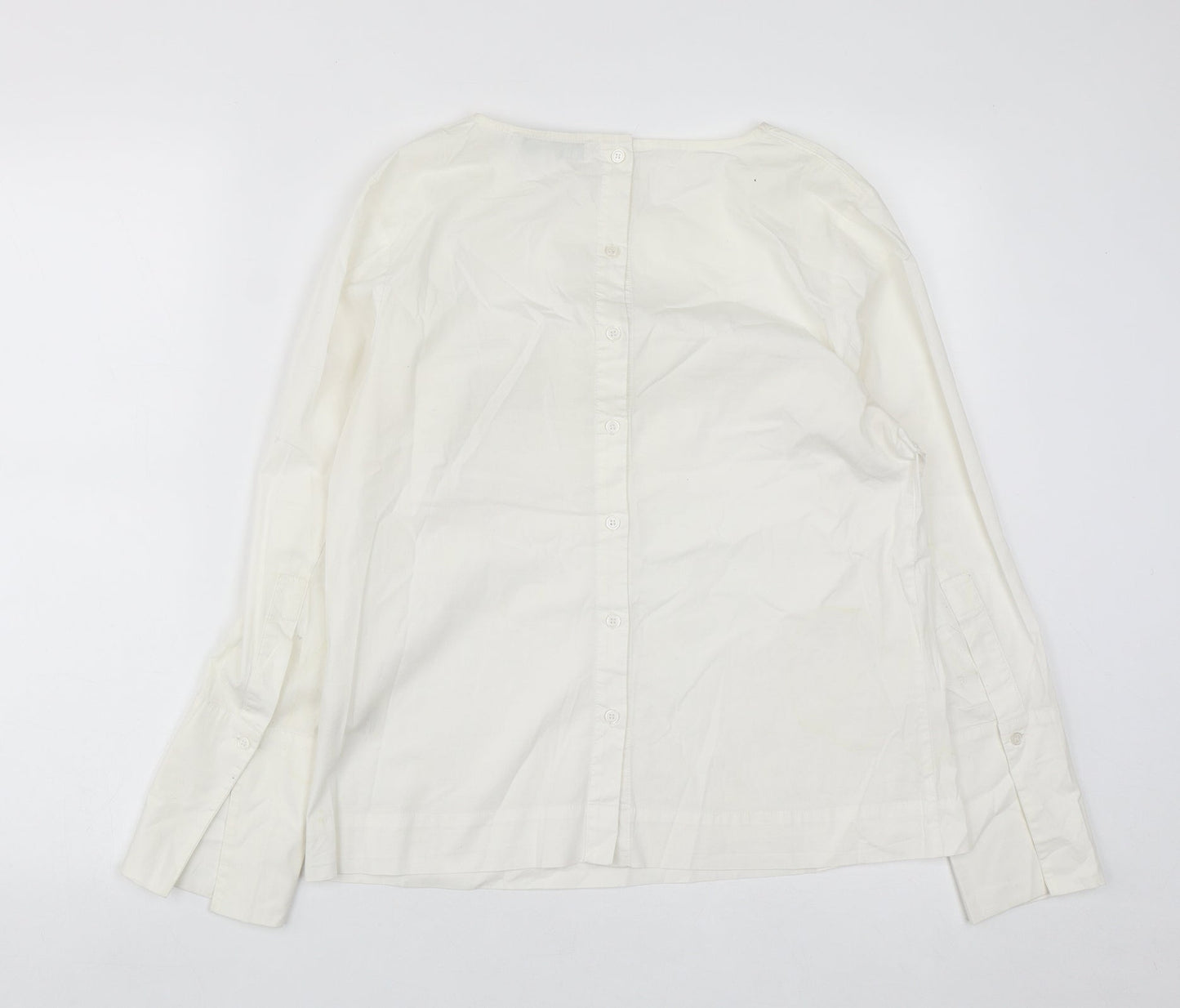 Carolyn Donnelly Womens White  Cotton Basic Blouse Size 12 Round Neck