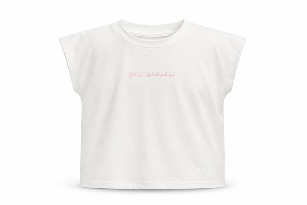 Matalan Girls White  Polyester Basic T-Shirt Size 6-7 Years Round Neck  - Unstoppable