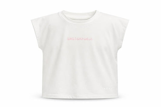 Matalan Girls White  Polyester Basic T-Shirt Size 6-7 Years Round Neck  - Unstoppable