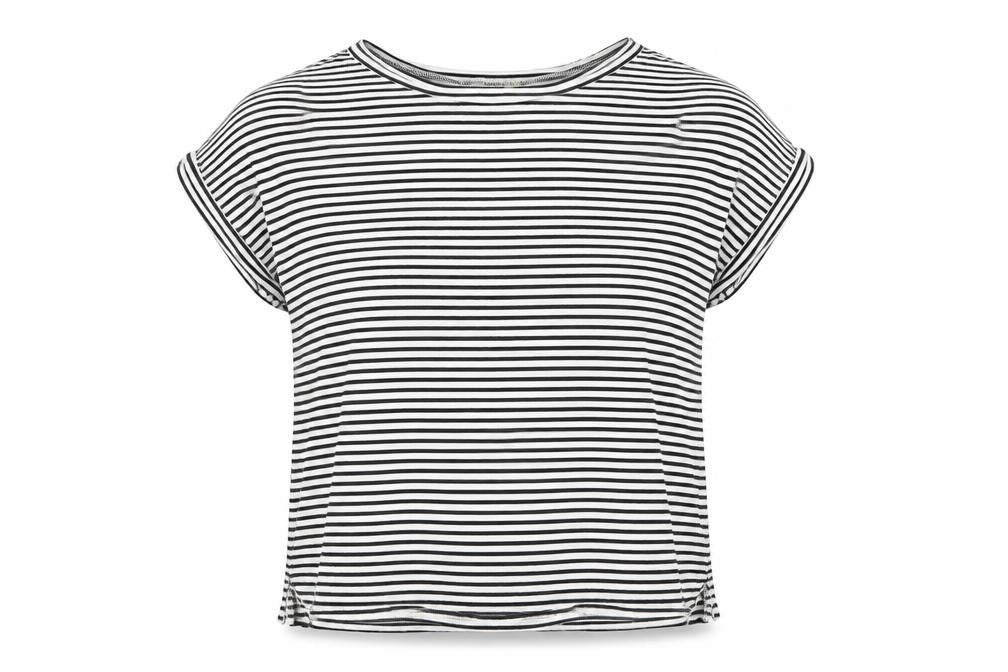 Heart & Hips Womens Multicoloured Striped Cotton Basic T-Shirt Size L Round Neck