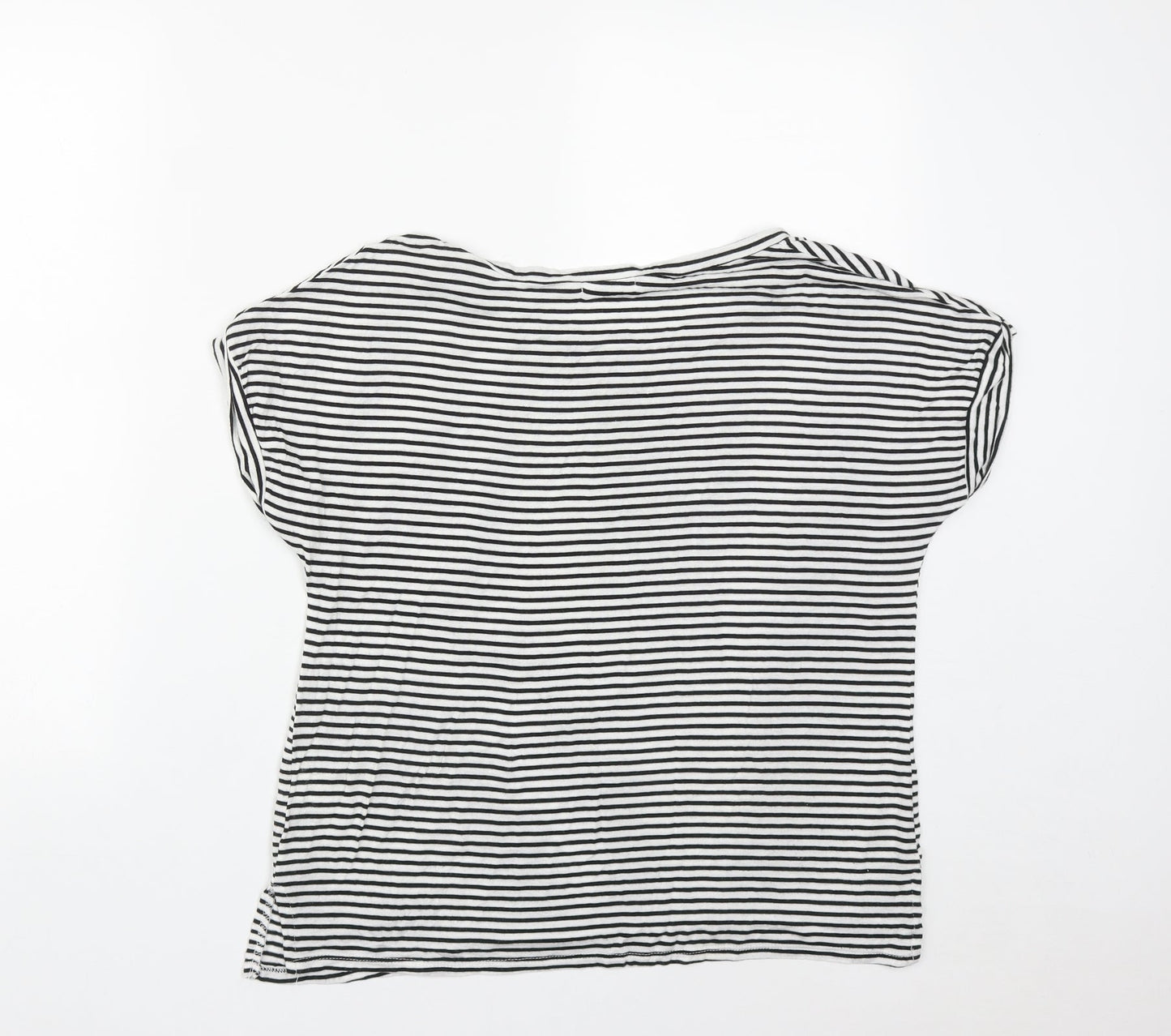 Heart & Hips Womens Multicoloured Striped Cotton Basic T-Shirt Size L Round Neck
