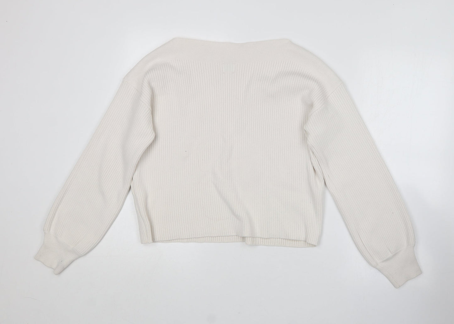 Topshop Womens White Boat Neck  Acrylic Pullover Jumper Size S